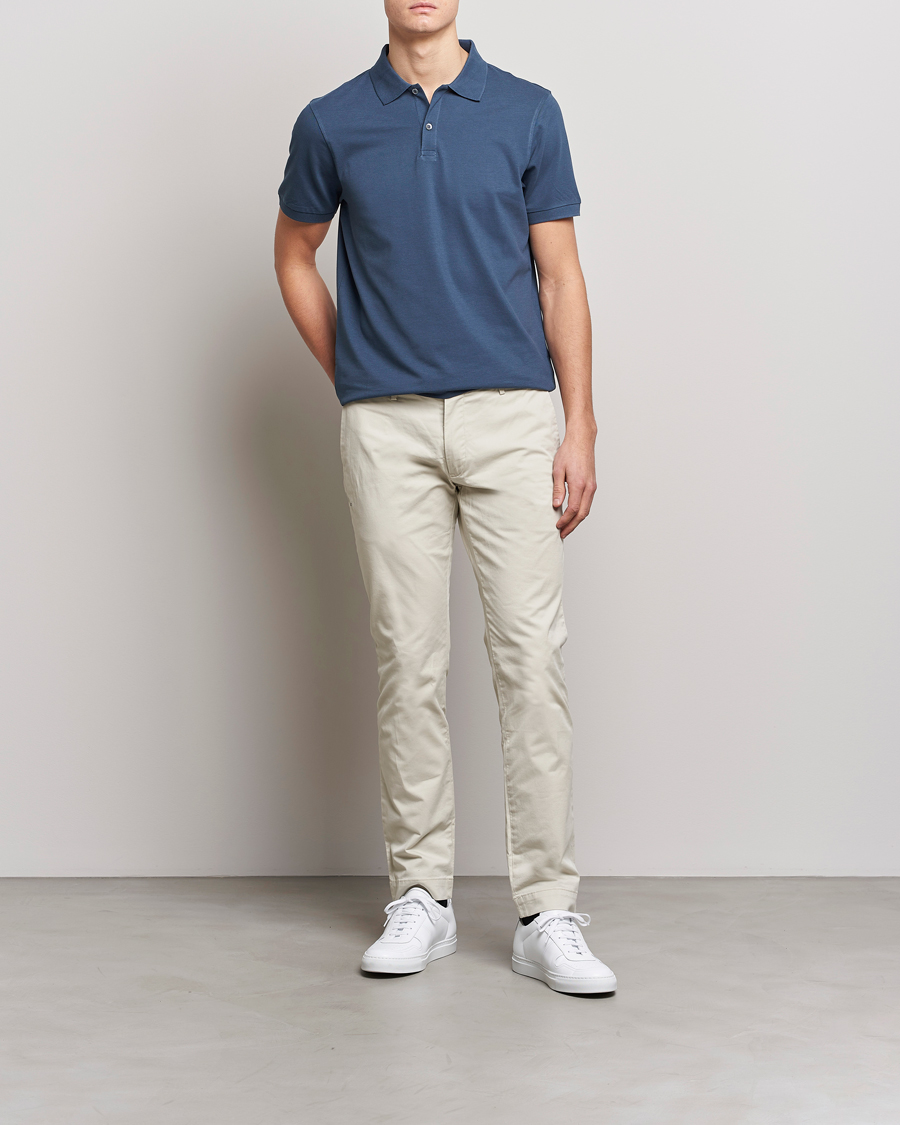 Herre | Polotrøjer | Sunspel | Short Sleeve Pique Polo Shale Blue