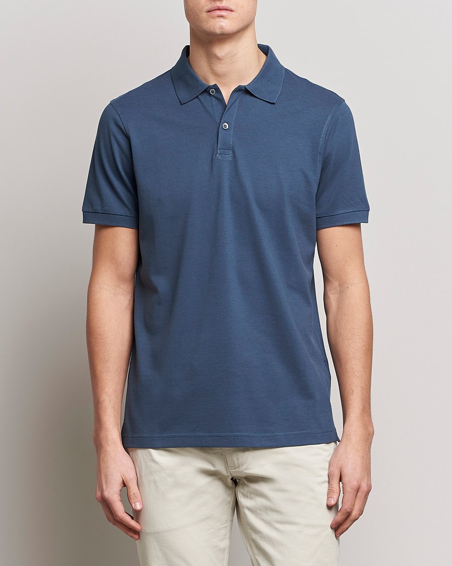 Herre | Polotrøjer | Sunspel | Short Sleeve Pique Polo Shale Blue
