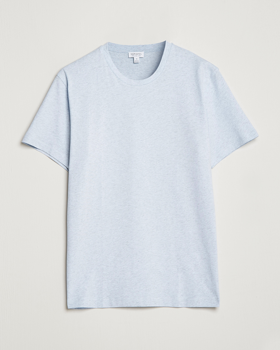 Herre | T-Shirts | Sunspel | Riviera Organic Tee Pastel Blue Melange