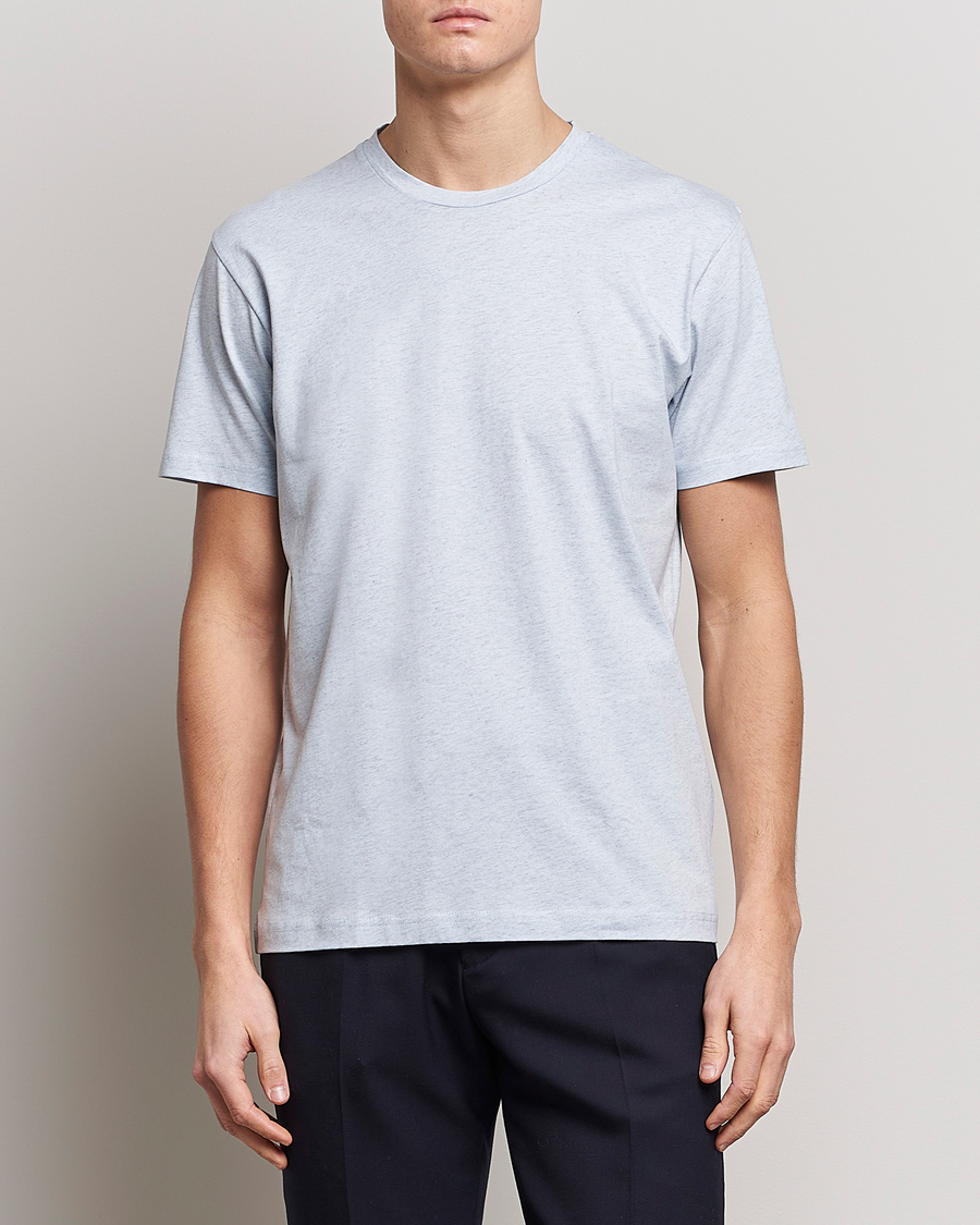 Herre | T-Shirts | Sunspel | Riviera Organic Tee Pastel Blue Melange