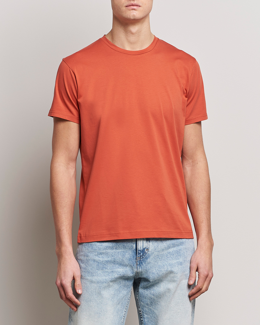 Herre | T-Shirts | Sunspel | Riviera Organic Tee Burnt Sienna