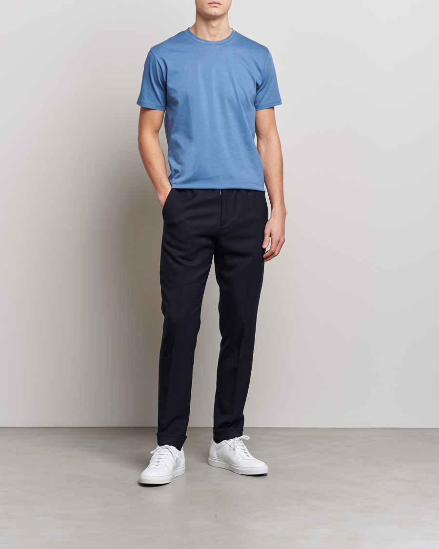 Herre | T-Shirts | Sunspel | Riviera Organic Tee Blue Stone