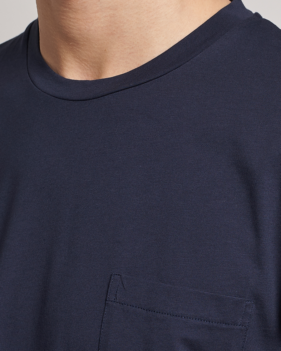 Herre | T-Shirts | Sunspel | Riviera Pocket Crew Neck T-Shirt Navy