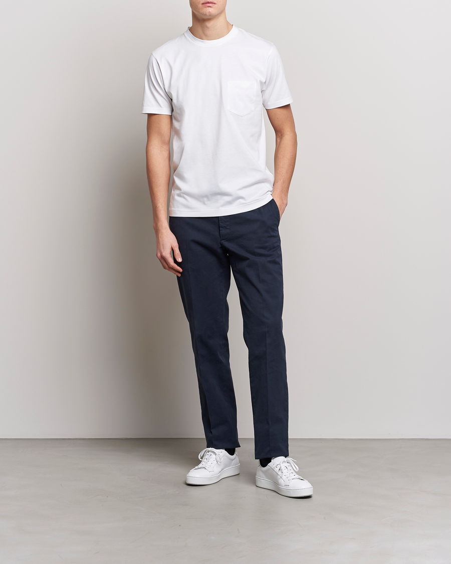 Herre | T-Shirts | Sunspel | Riviera Pocket Crew Neck T-Shirt White