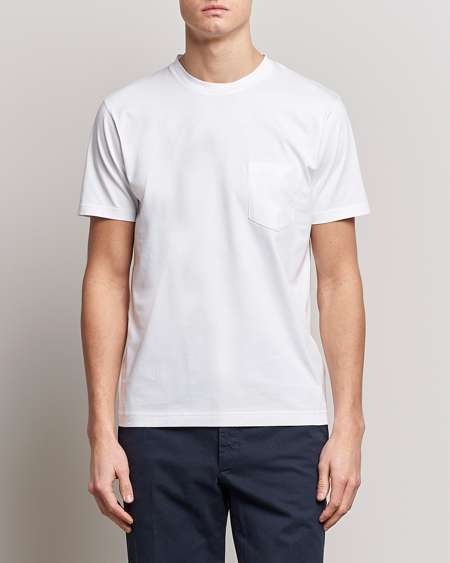 Herre | Hvide t-shirts | Sunspel | Riviera Pocket Crew Neck T-Shirt White