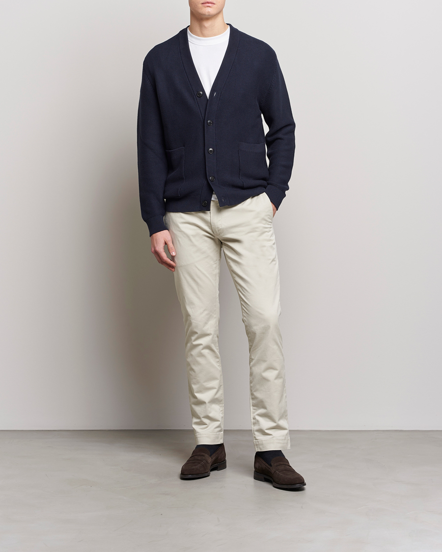 Herre | Trøjer | Sunspel | Garter Cotton Knit Cardigan Navy