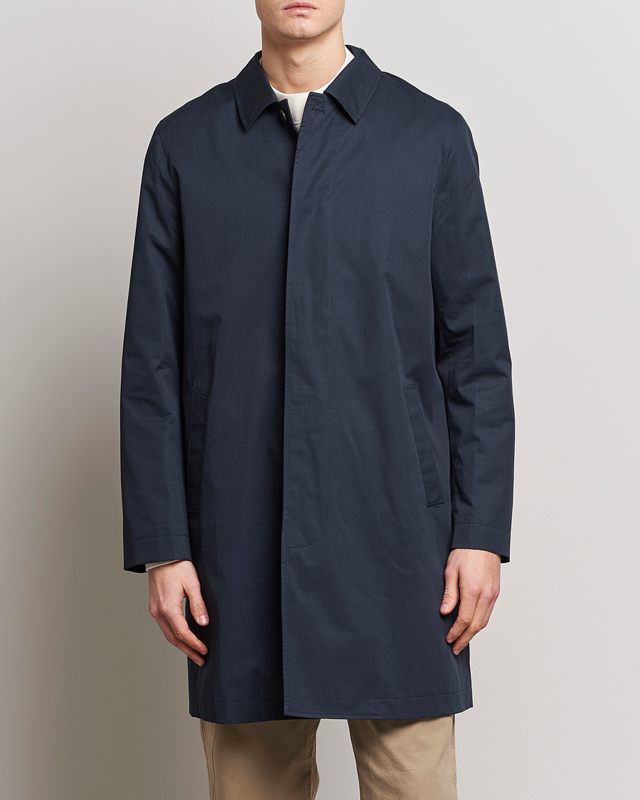 Herre | Forårsjakker | Sunspel | Technical Cotton Mac Coat Navy