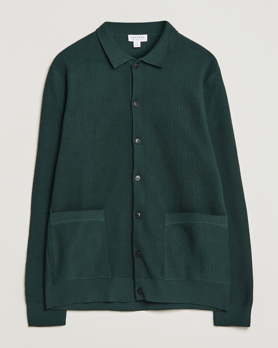 Herre | Trøjer | Sunspel | Knitted Cotton Jacket Seaweed