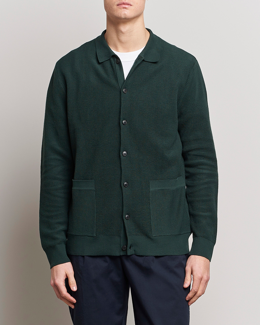 Herre | Cardigans | Sunspel | Knitted Cotton Jacket Seaweed