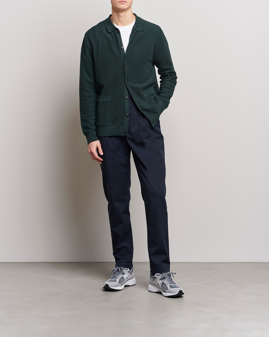 Herre | Bukser | Sunspel | Pleated Stretch Cotton Twill Chino Navy