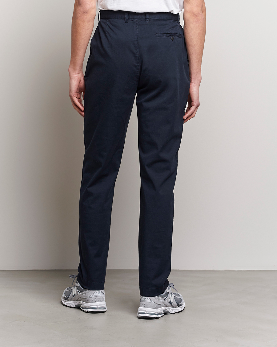Herre | Bukser | Sunspel | Pleated Stretch Cotton Twill Chino Navy