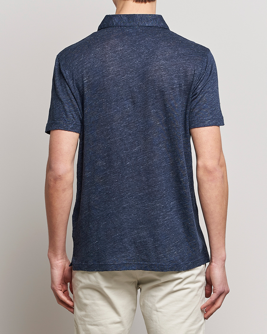 Herre | Polotrøjer | Sunspel | Linen Polo Shirt Navy Melange