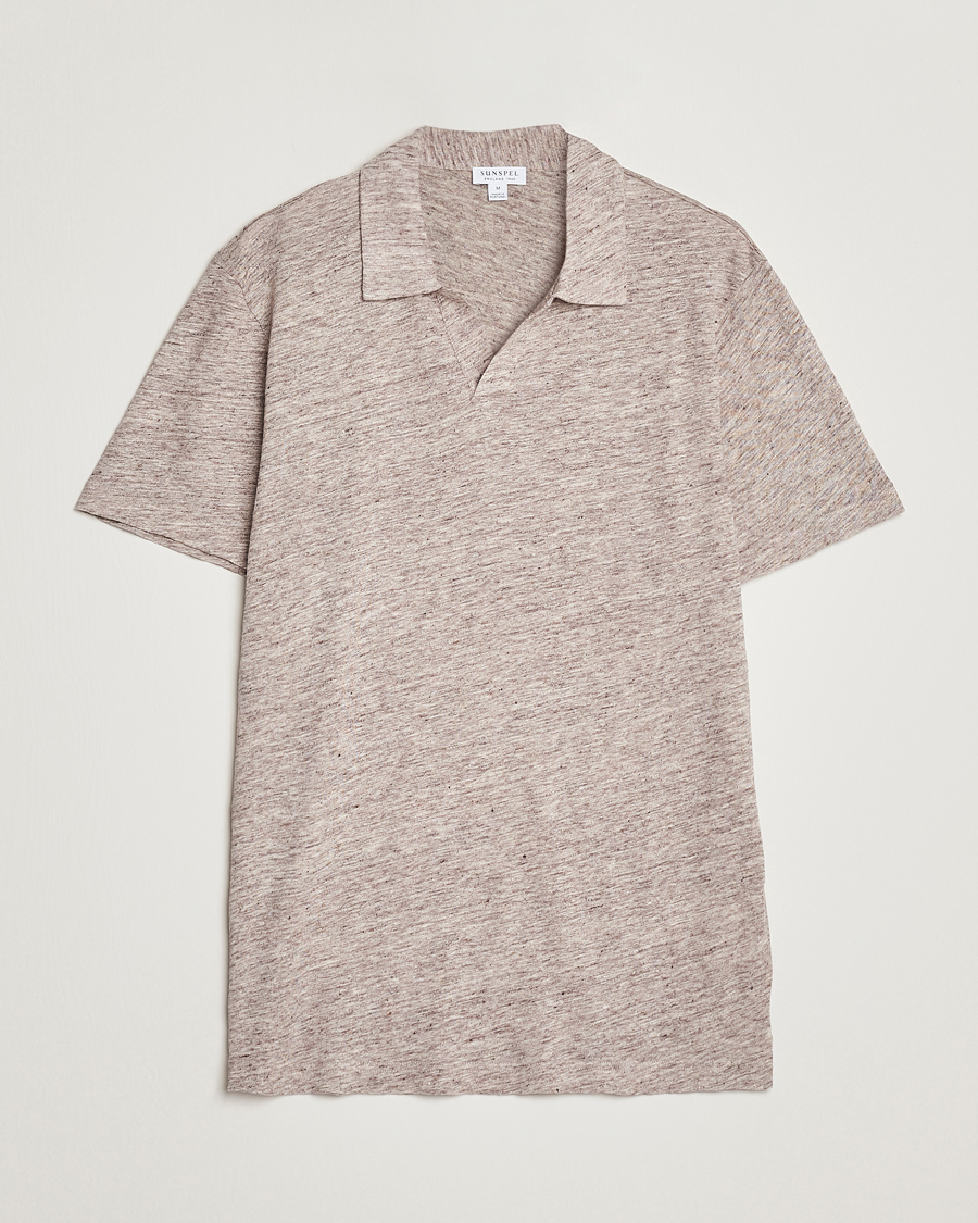 Herre | Polotrøjer | Sunspel | Linen Polo Shirt Oatmeal Melange