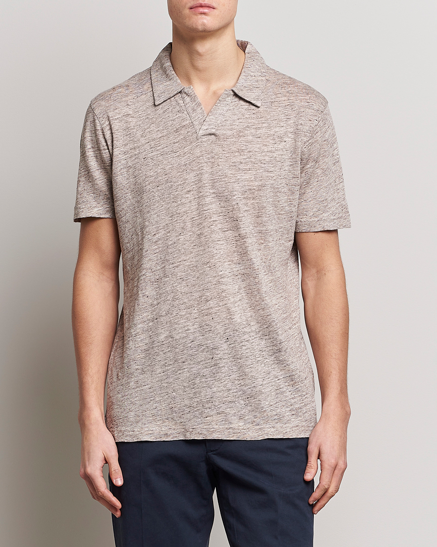 Herre | Polotrøjer | Sunspel | Linen Polo Shirt Oatmeal Melange