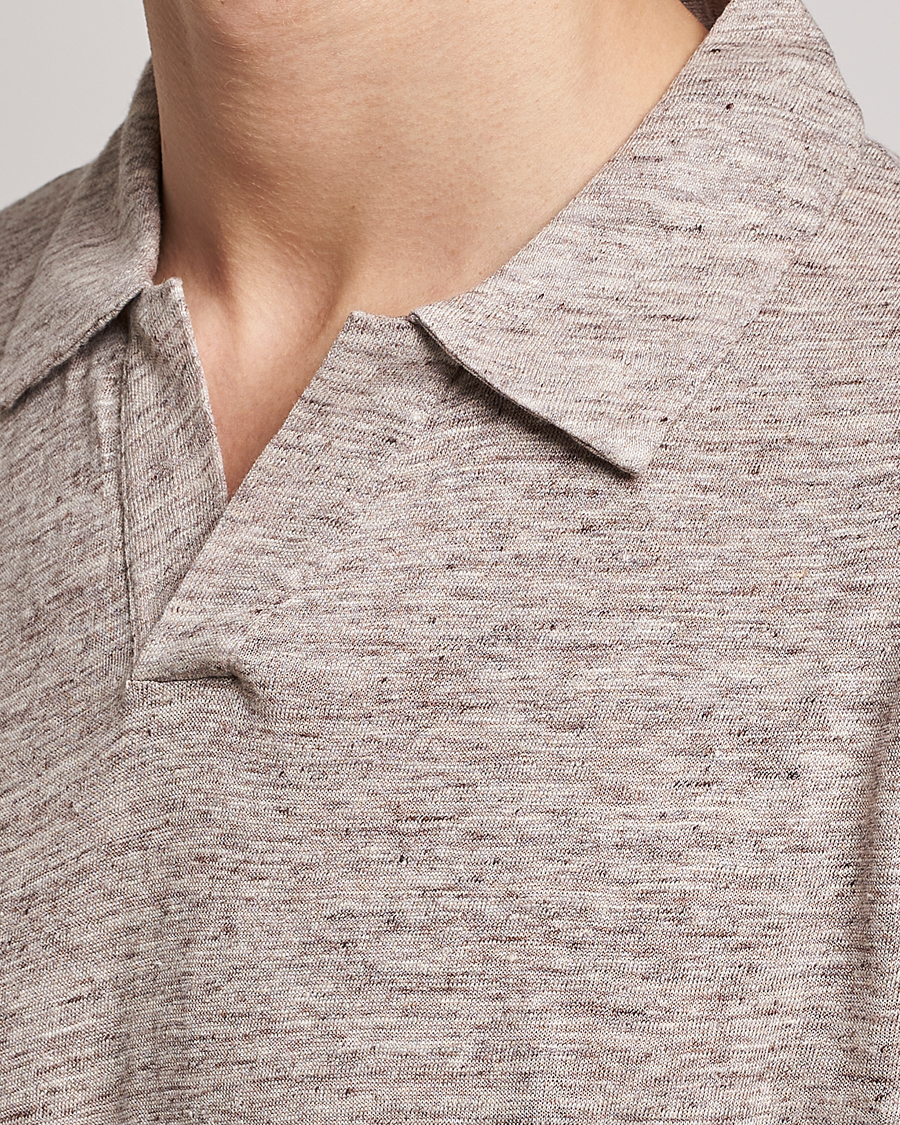 Herre | Polotrøjer | Sunspel | Linen Polo Shirt Oatmeal Melange