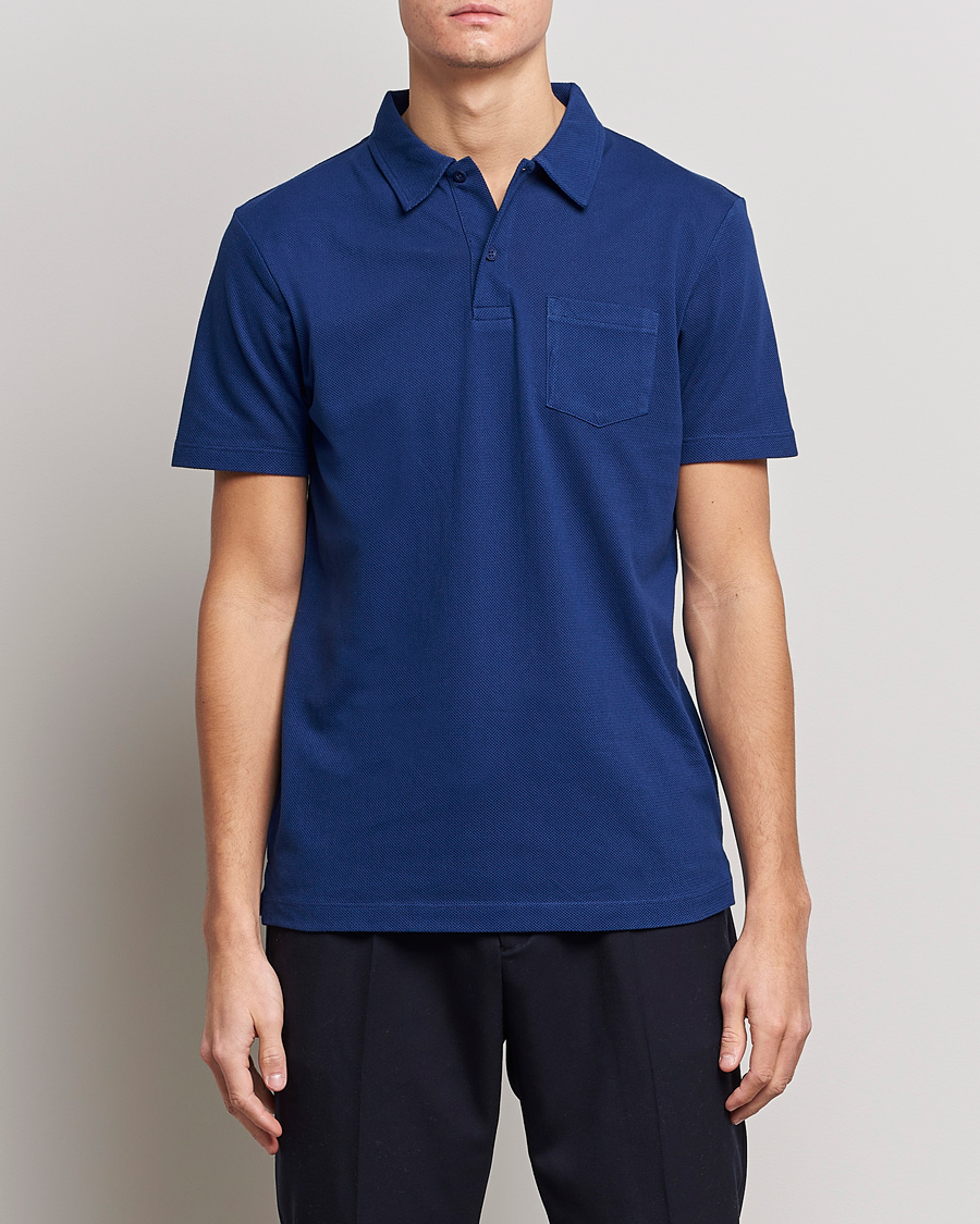 Herre | Kortærmede polotrøjer | Sunspel | Riviera Polo Shirt Space Blue