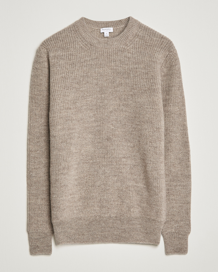 Herre | Trøjer | Sunspel | Luxury British Wool Jumper Natural Oatmeal