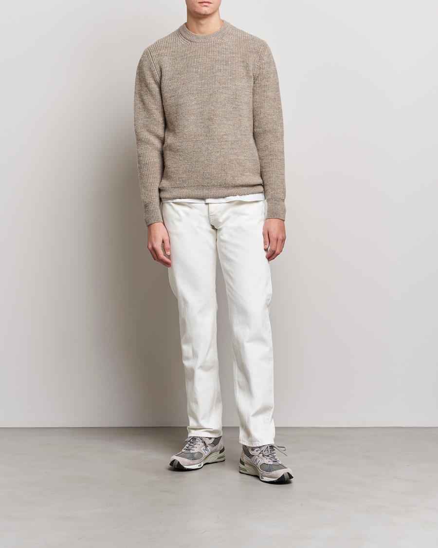 Herre | Trøjer | Sunspel | Luxury British Wool Jumper Natural Oatmeal