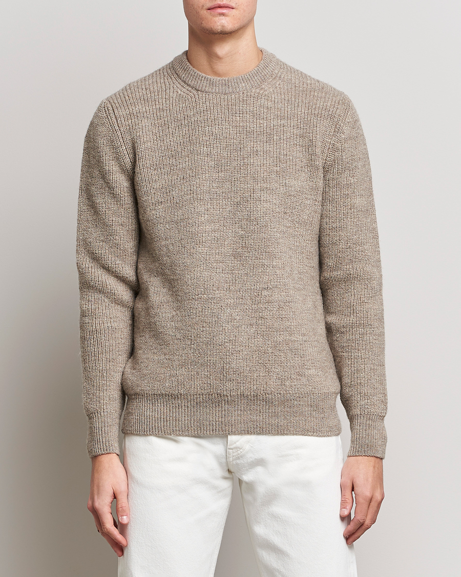 Herre | Trøjer | Sunspel | Luxury British Wool Jumper Natural Oatmeal