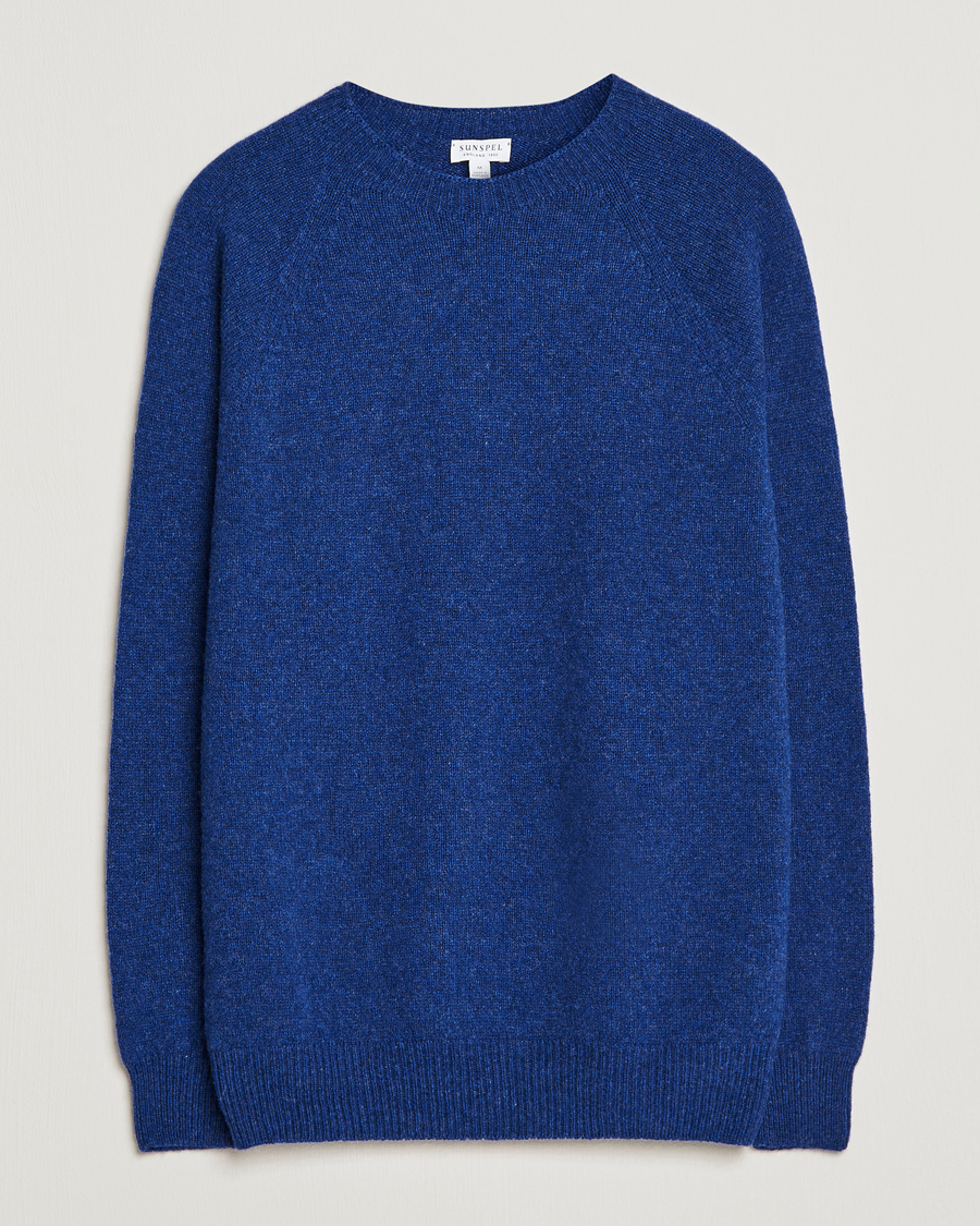 Herre | Trøjer | Sunspel | Lambswool Crewneck Space Blue