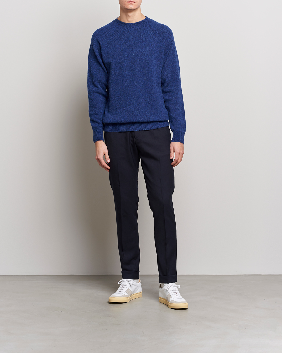 Herre | Trøjer | Sunspel | Lambswool Crewneck Space Blue