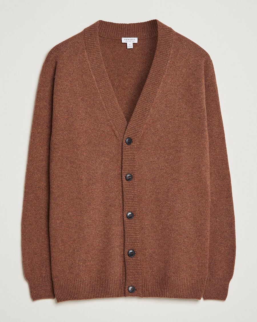 Herre | Trøjer | Sunspel | Lambswool Cardigan Pecan