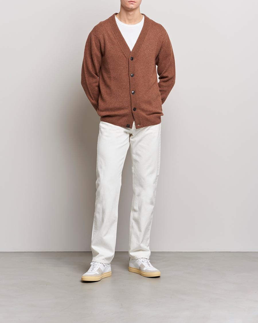 Herre | Trøjer | Sunspel | Lambswool Cardigan Pecan