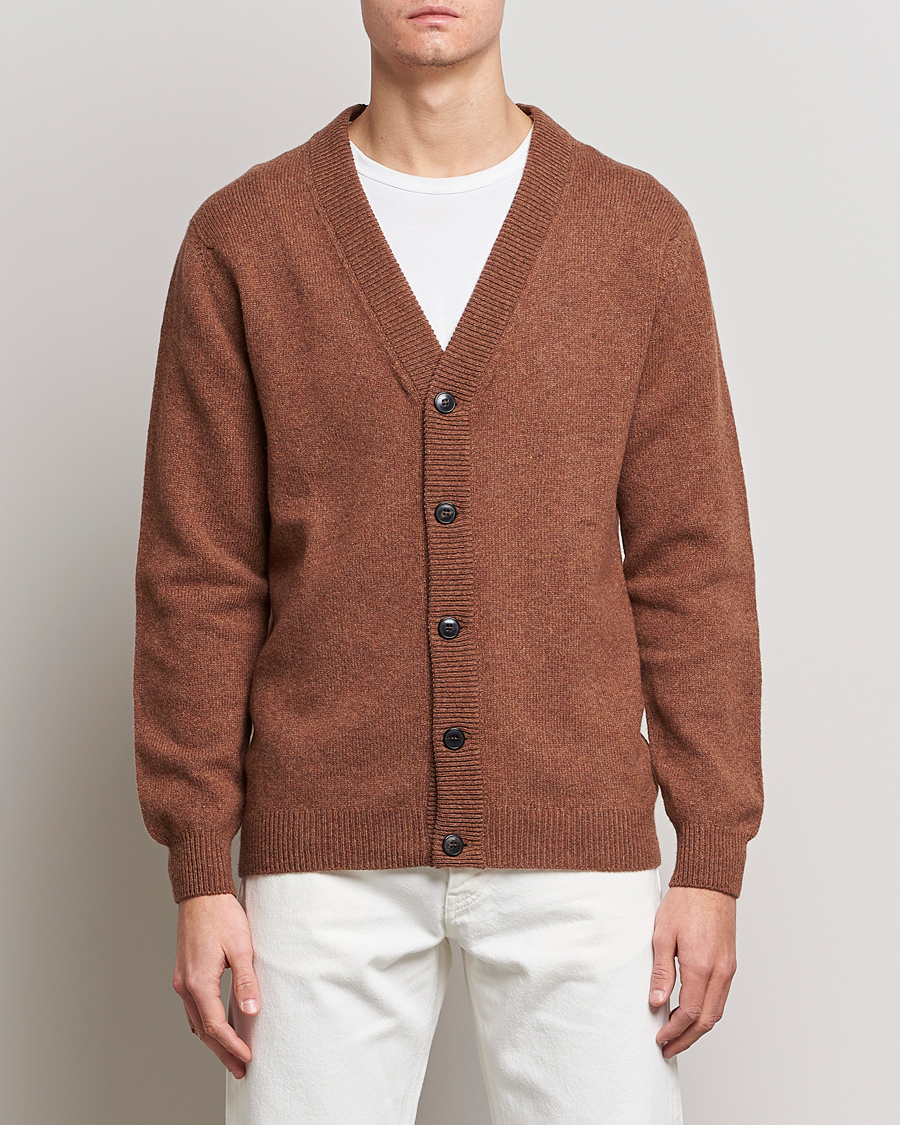 Herre | Trøjer | Sunspel | Lambswool Cardigan Pecan