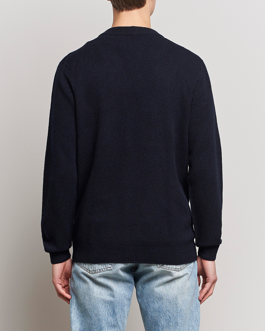Herre | Trøjer | Sunspel | Lambswool Cardigan Dark Navy Mouline