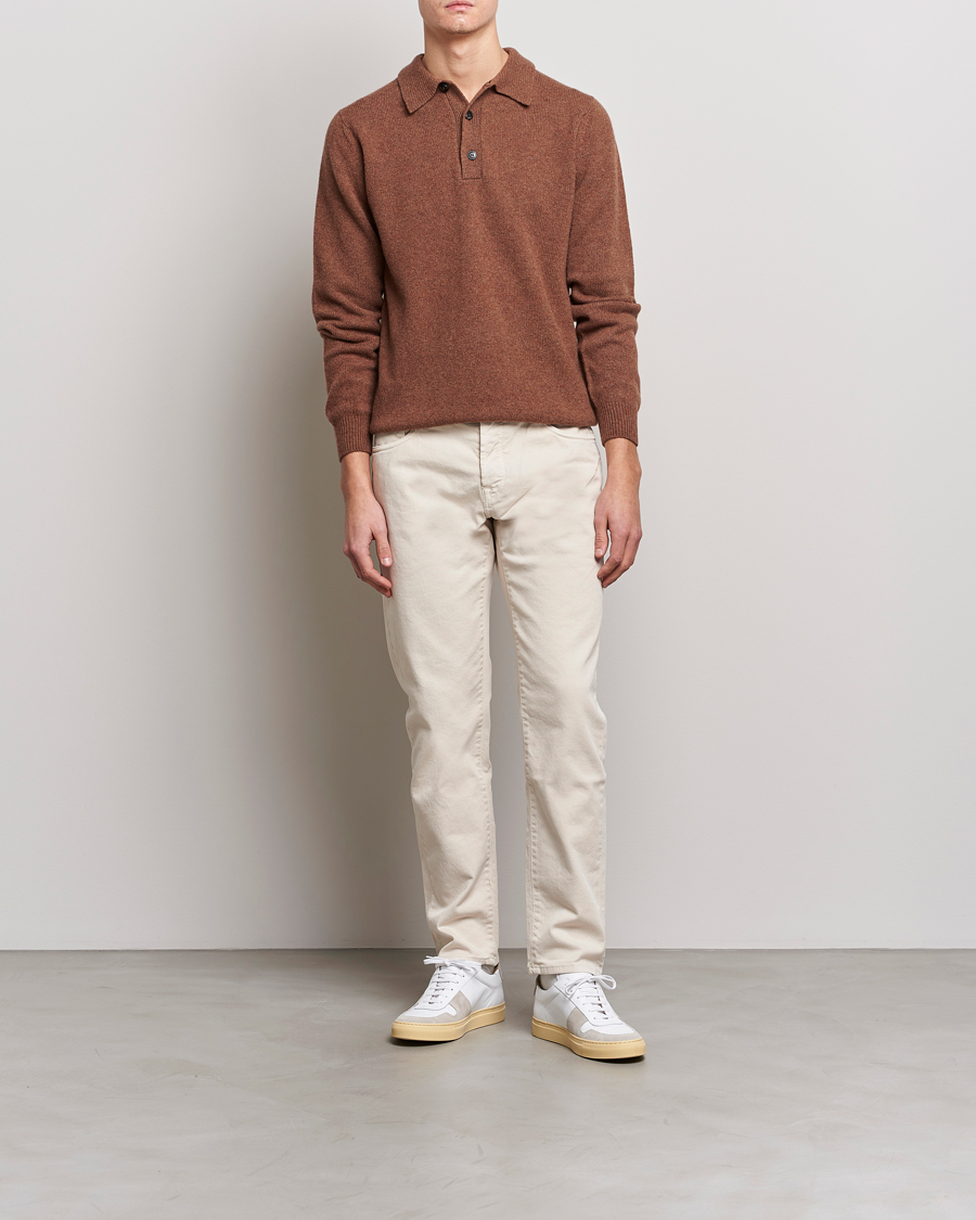 Herre | Trøjer | Sunspel | Lambswool Poloshirt Pecan