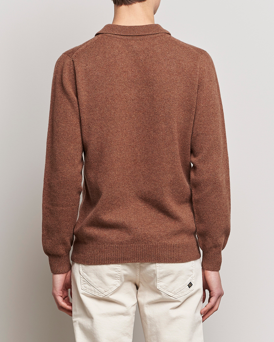 Herre | Trøjer | Sunspel | Lambswool Poloshirt Pecan