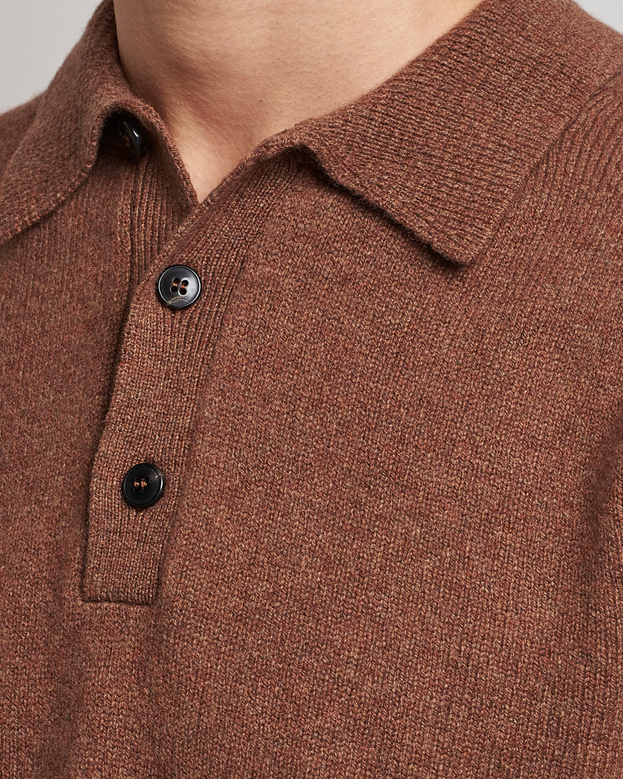 Herre | Trøjer | Sunspel | Lambswool Poloshirt Pecan