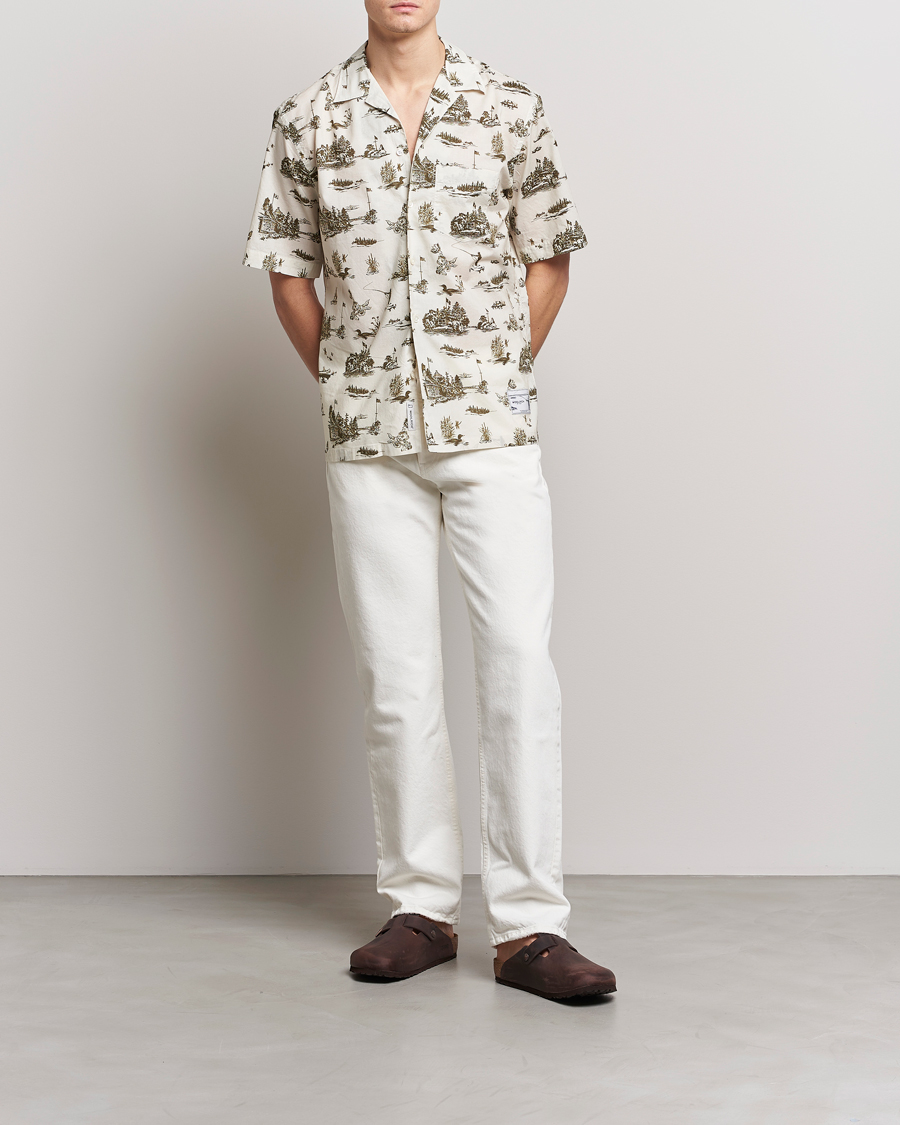 Herre | Skjorter | Woolrich | Zavikon Printed Short Sleeve Resort Shirt Milky Cream