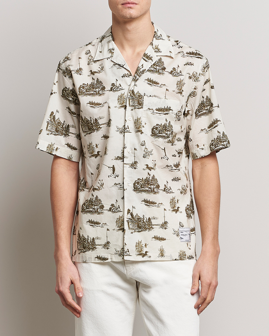 Herre | Casual | Woolrich | Zavikon Printed Short Sleeve Resort Shirt Milky Cream