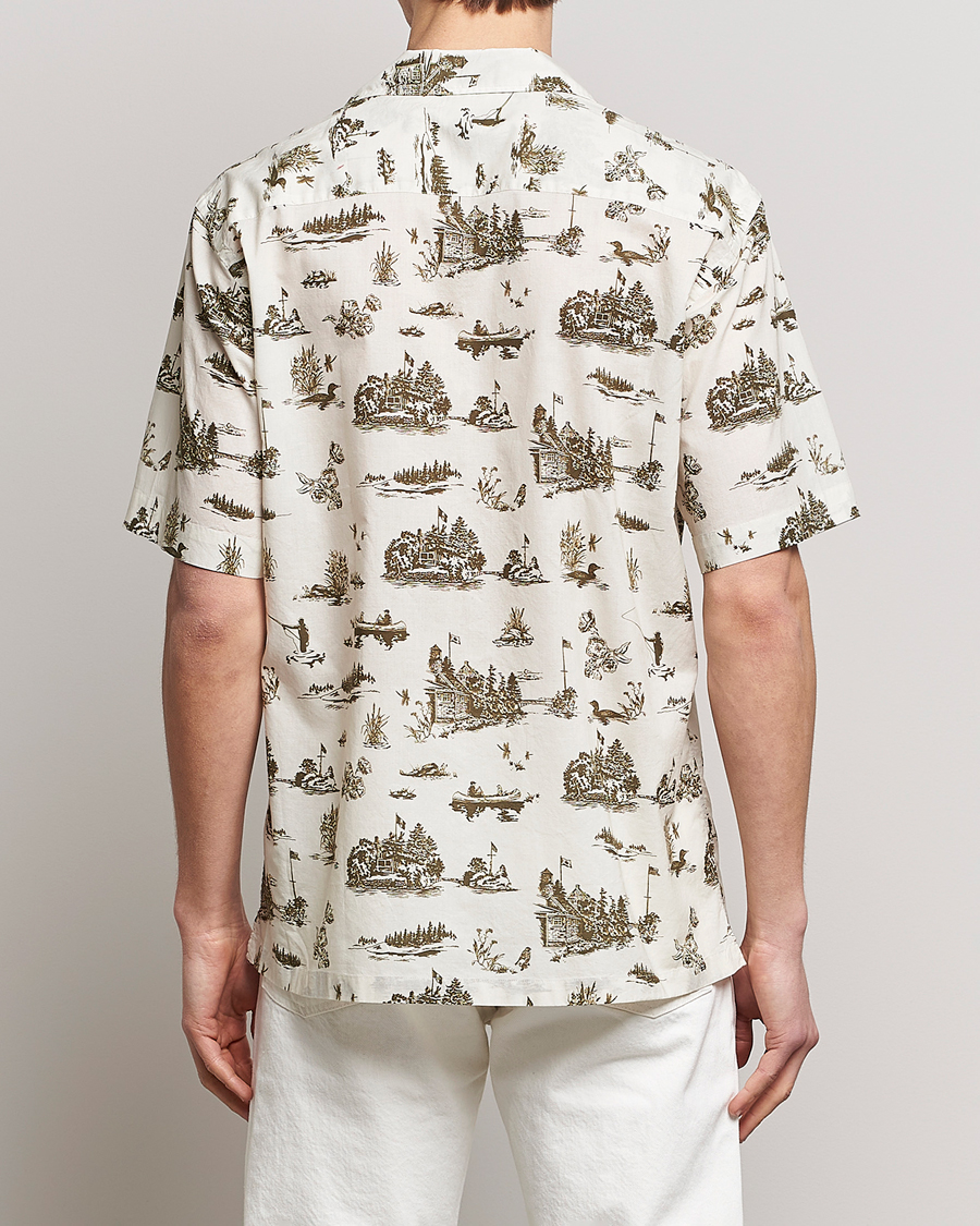 Herre | Skjorter | Woolrich | Zavikon Printed Short Sleeve Resort Shirt Milky Cream