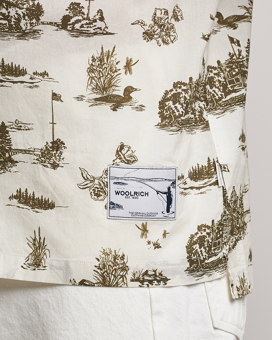 Herre | Skjorter | Woolrich | Zavikon Printed Short Sleeve Resort Shirt Milky Cream
