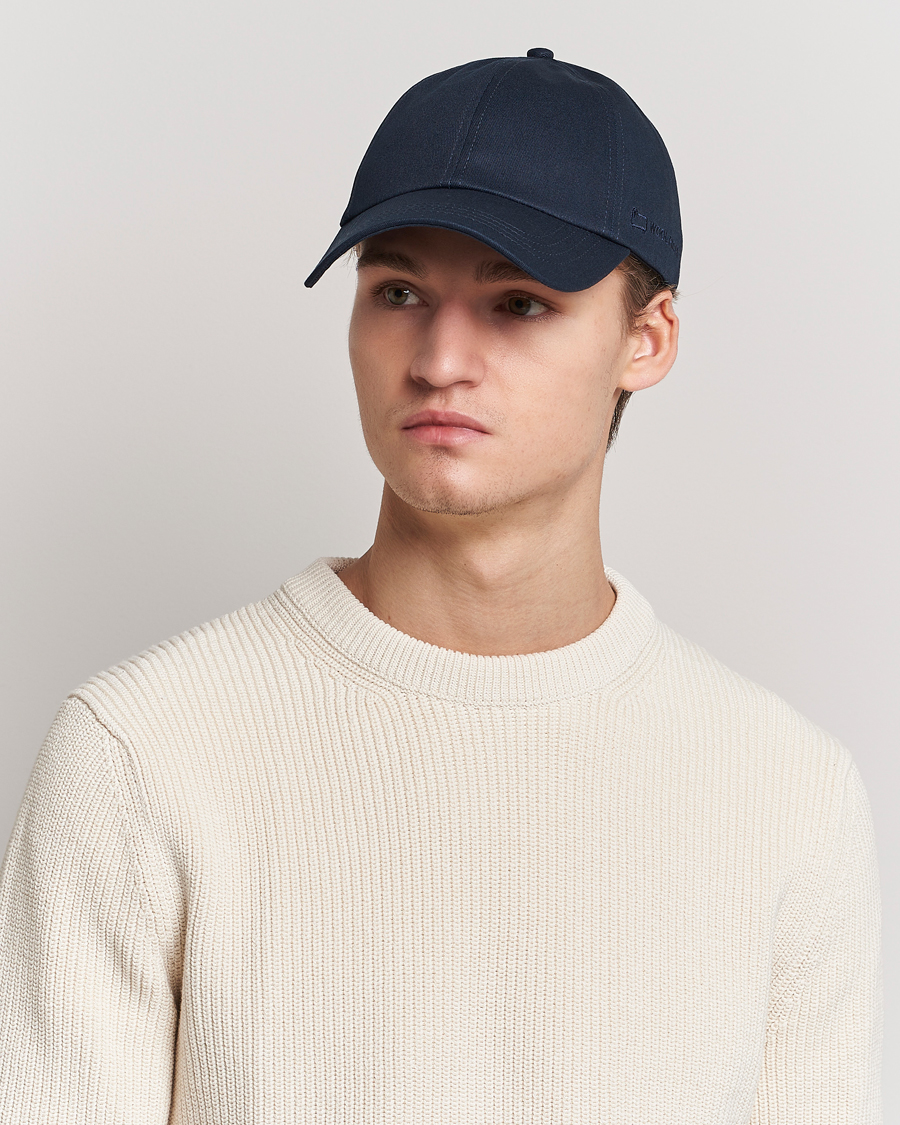 Herre | Woolrich Logo Baseball Cap Melton Blue | Woolrich | Logo Baseball Cap Melton Blue