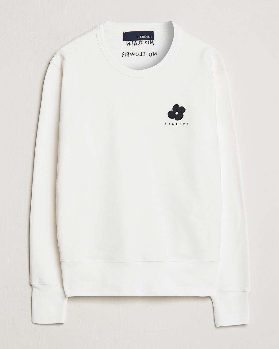 Herre | Trøjer | Lardini | Cotton Embroidery Logo Sweatshirt White