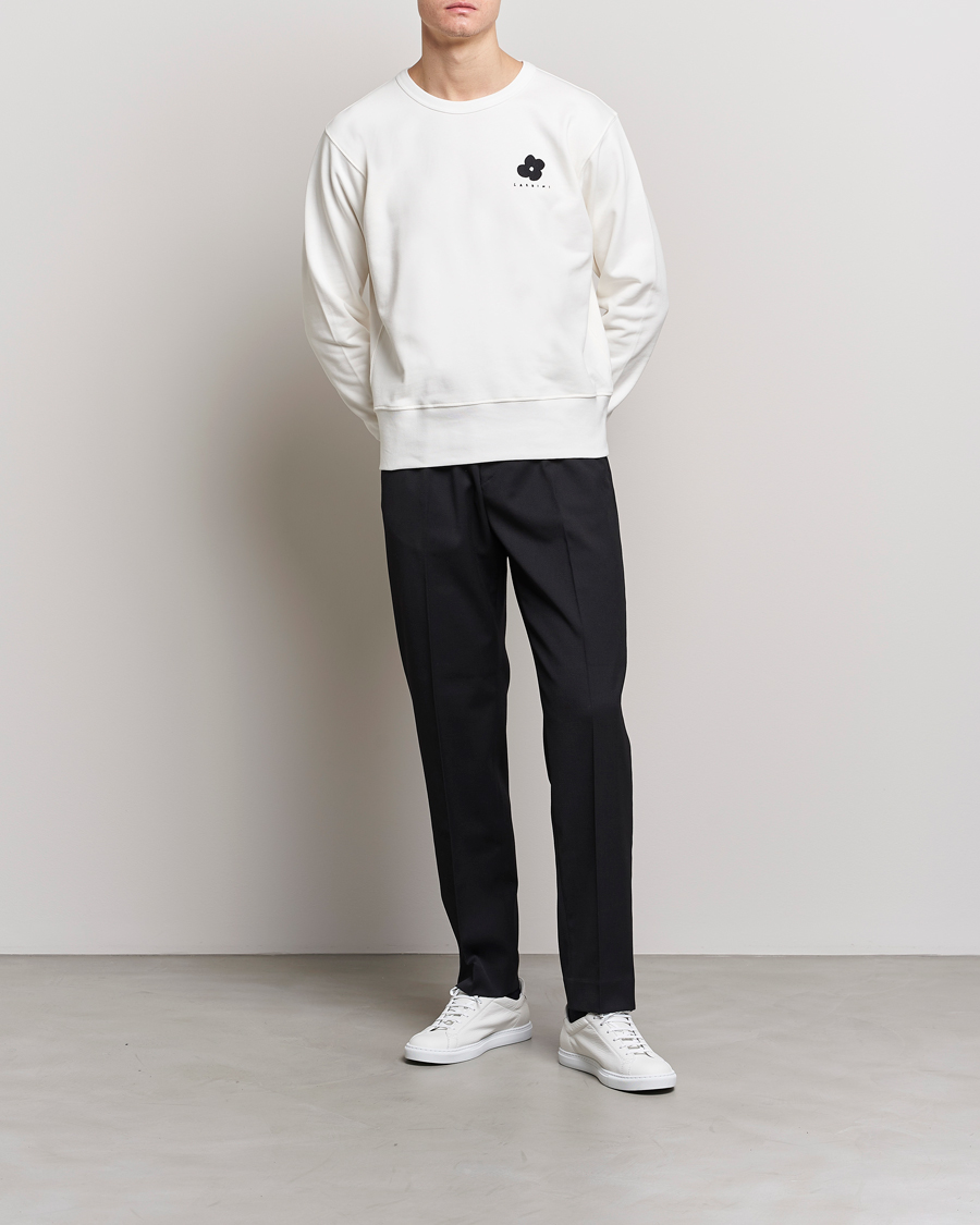 Herre | Trøjer | Lardini | Cotton Embroidery Logo Sweatshirt White