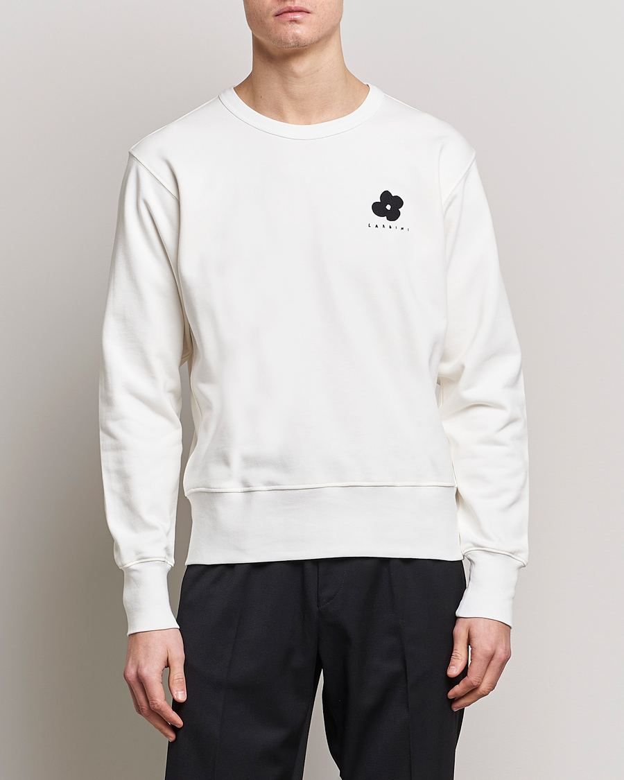 Herre | Trøjer | Lardini | Cotton Embroidery Logo Sweatshirt White