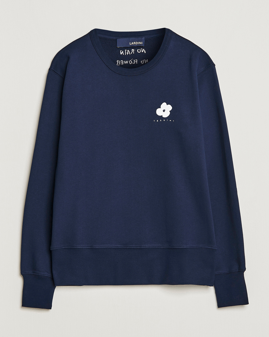 Herre | Trøjer | Lardini | Cotton Embroidery Logo Sweatshirt Navy