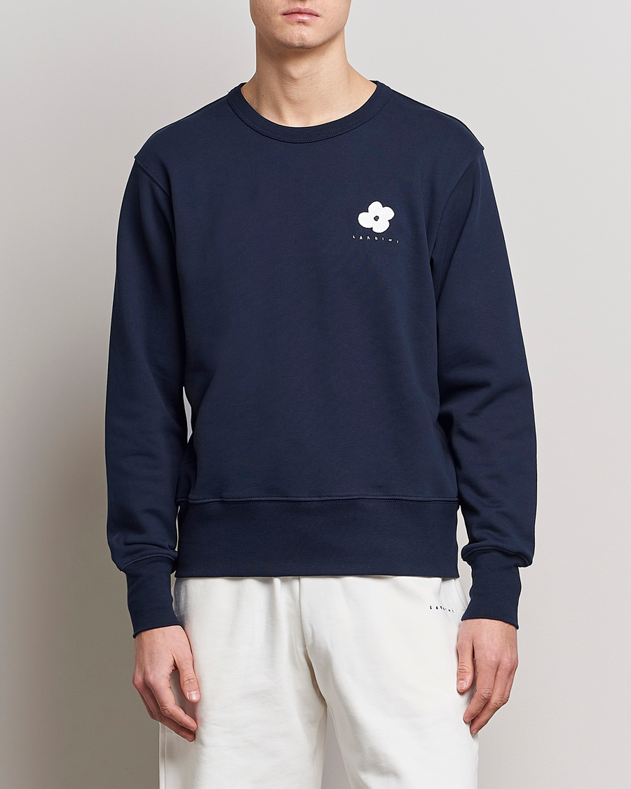 Herre | Trøjer | Lardini | Cotton Embroidery Logo Sweatshirt Navy