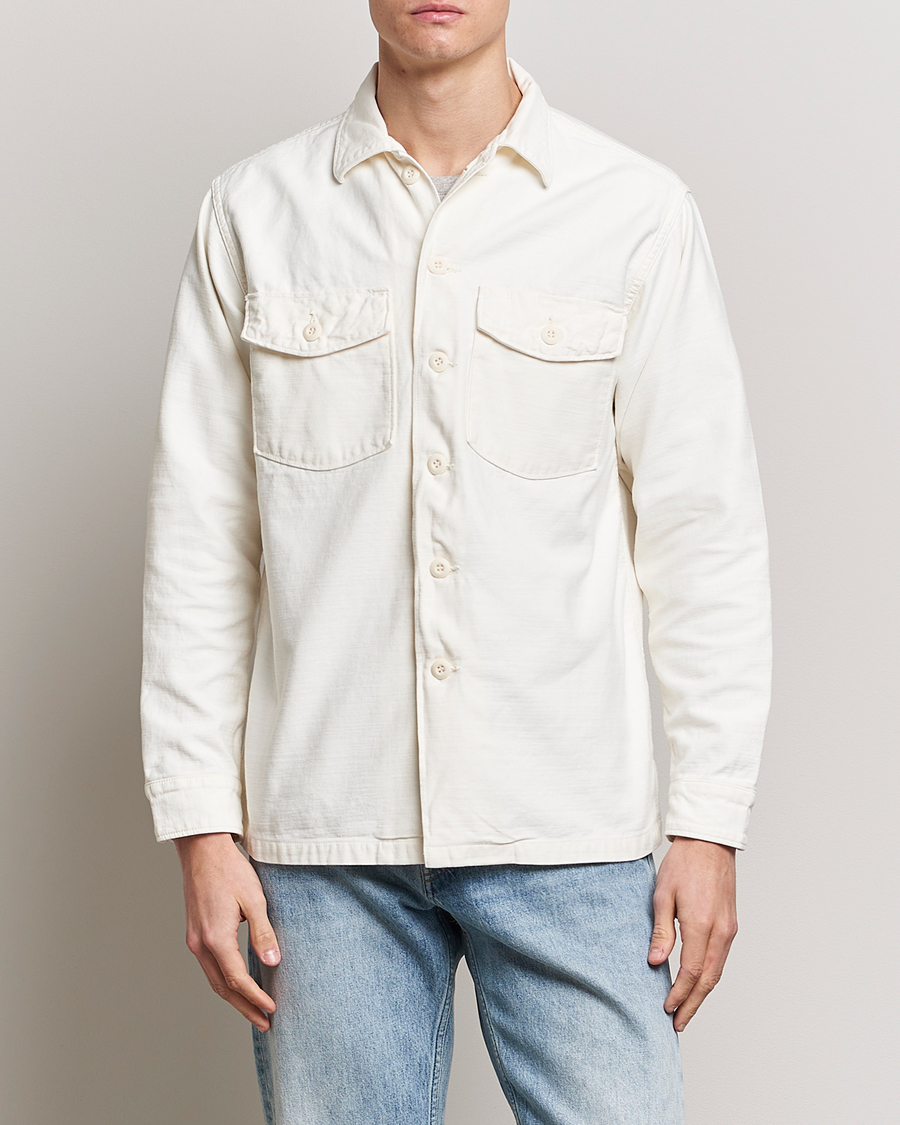 Herre | Skjorter | orSlow | Cotton Sateen US Army Overshirt Ecru