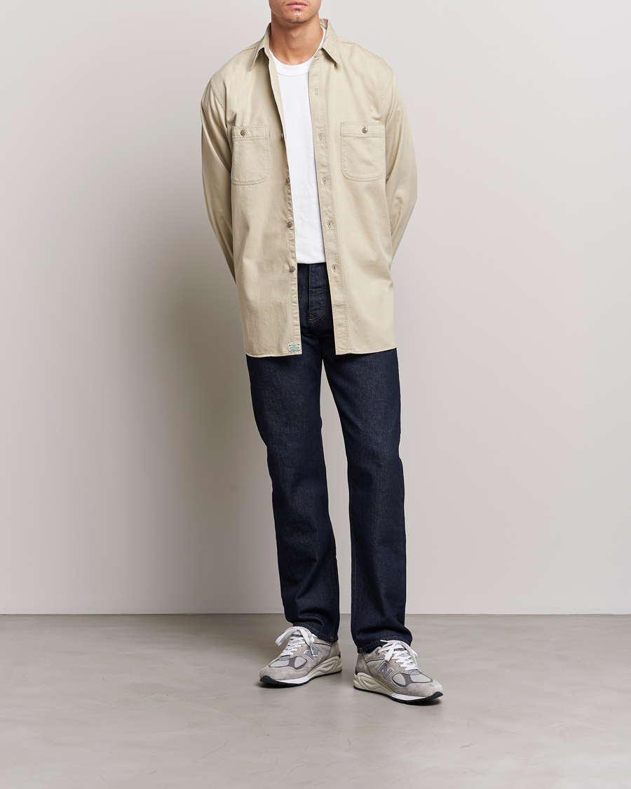 Herre | Skjorter | orSlow | Double Pocket Utility Shirt Beige