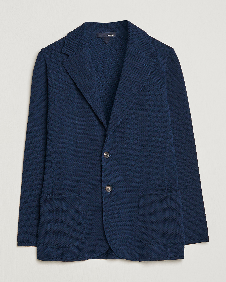 Herre | Blazere & jakker | Lardini | Knitted Structure Cotton Blazer Navy