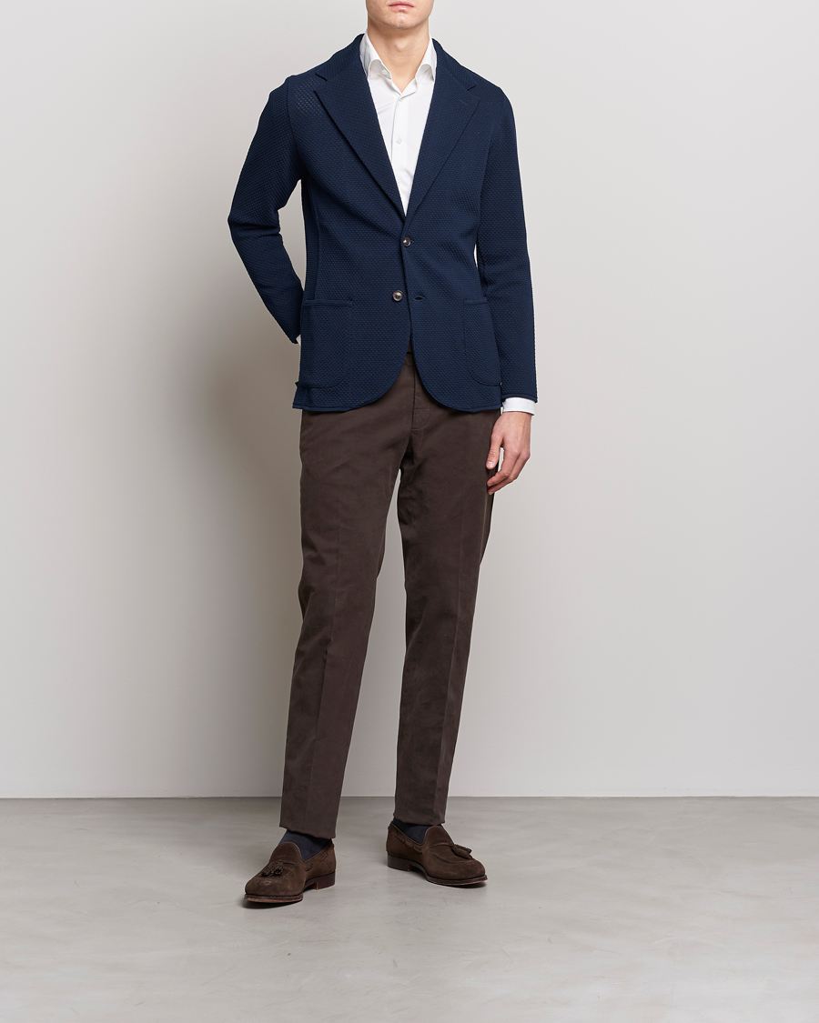 Herre | Blazere & jakker | Lardini | Knitted Structure Cotton Blazer Navy