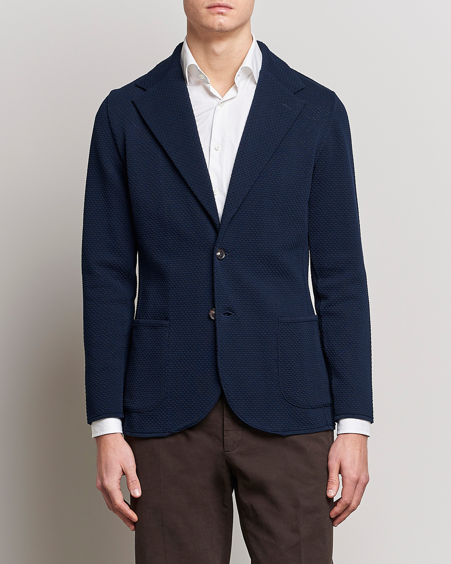 Herre | Blazere & jakker | Lardini | Knitted Structure Cotton Blazer Navy