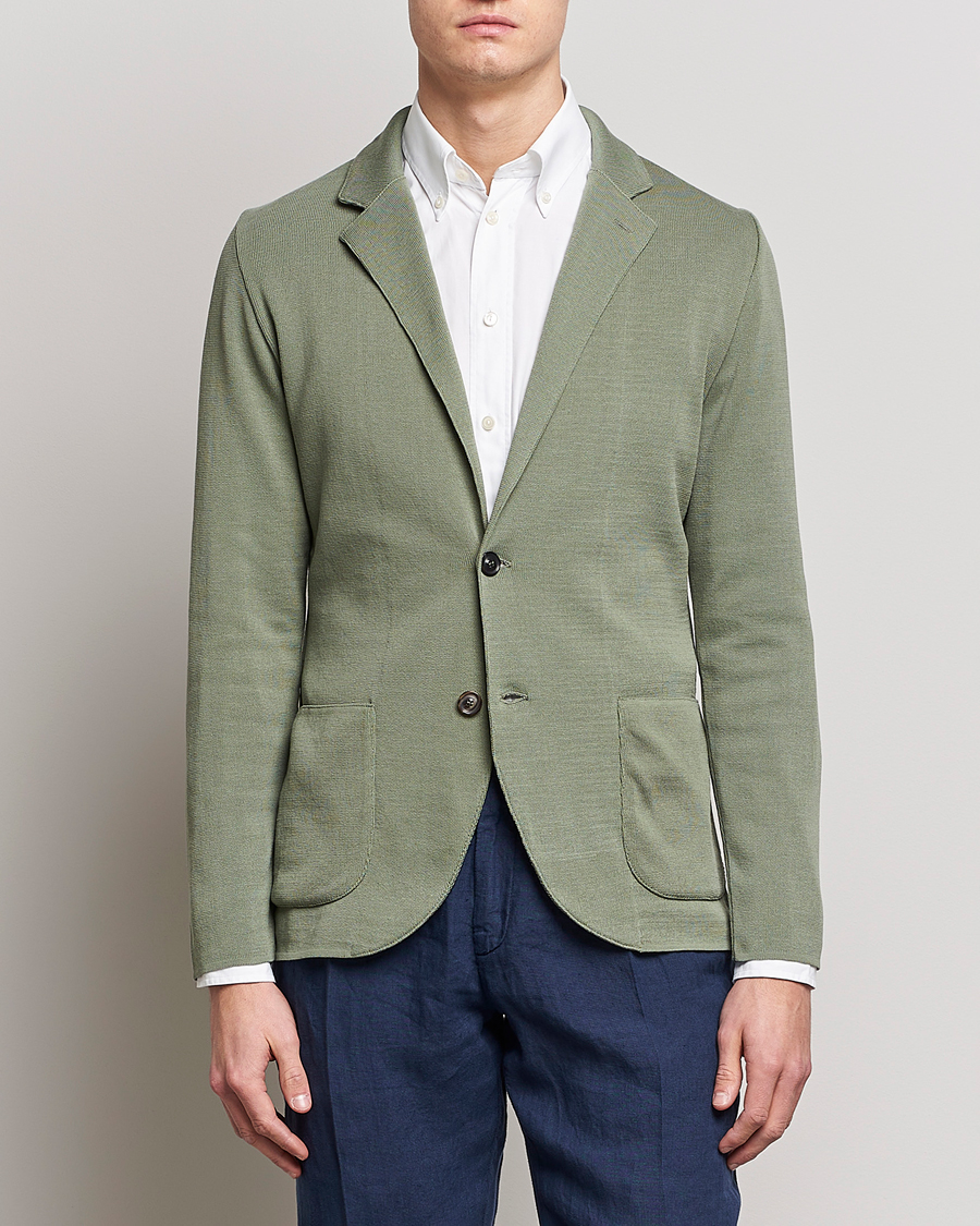 Herre | Cardiganblazer  | Lardini | Knitted Cotton Blazer Soft Green