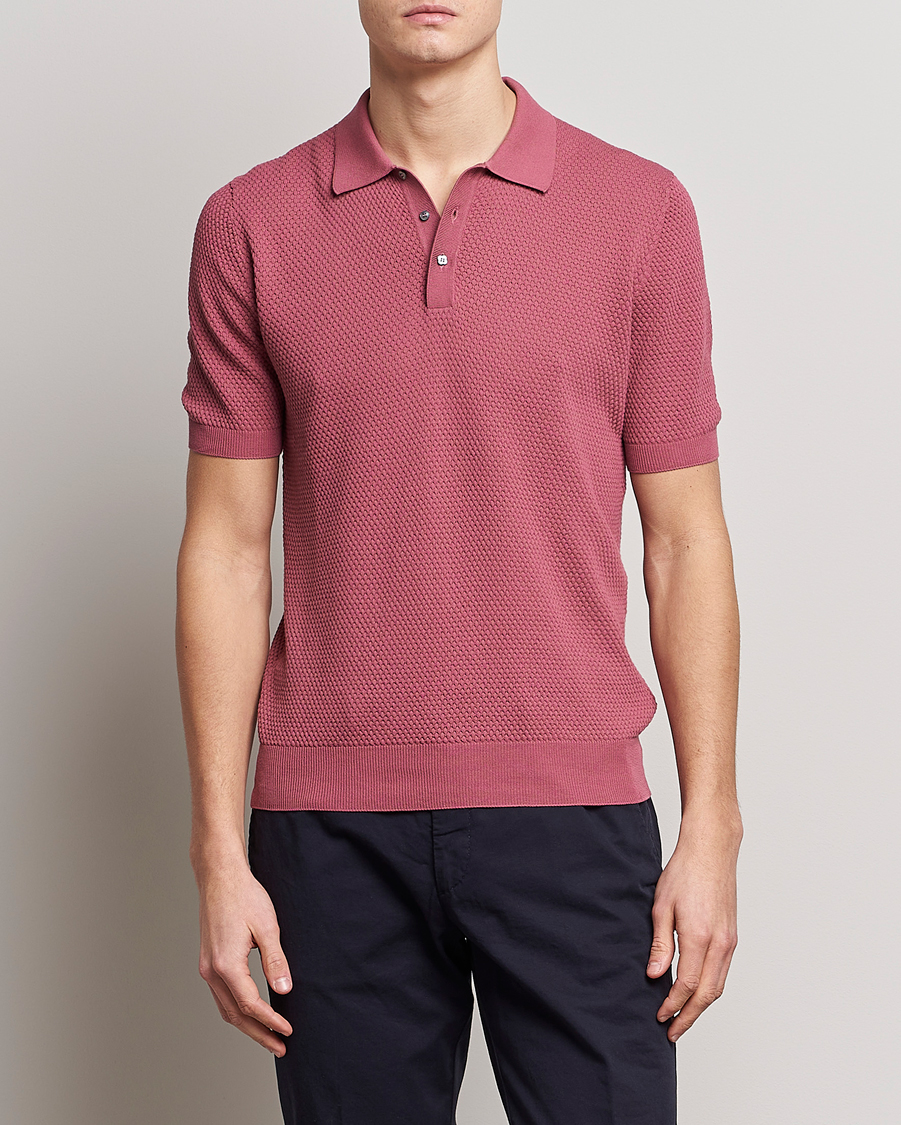 Herre | Polotrøjer | Lardini | Short Sleeve Knitted Structure Cotton Polo Soft Pink
