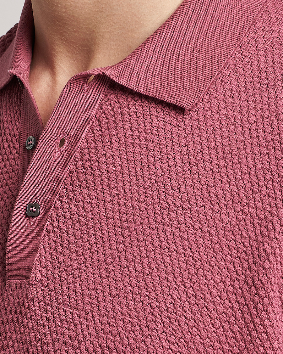 Herre | Polotrøjer | Lardini | Short Sleeve Knitted Structure Cotton Polo Soft Pink
